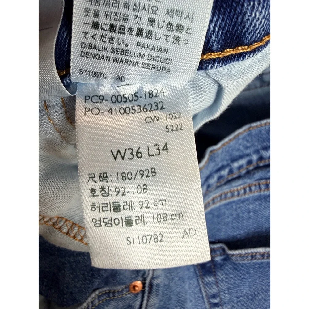 Levis 505 Regular Fit Jeans Mens 36x34 Blue Denim Straight Leg Workwear Pants